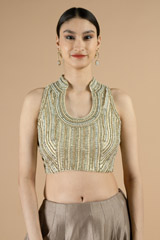 Embellished Gold Saree Blouse